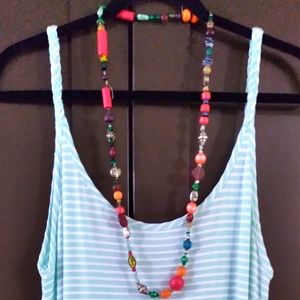 Beautiful Bright Cheery Multi Beaded Colorful Long Necklace!